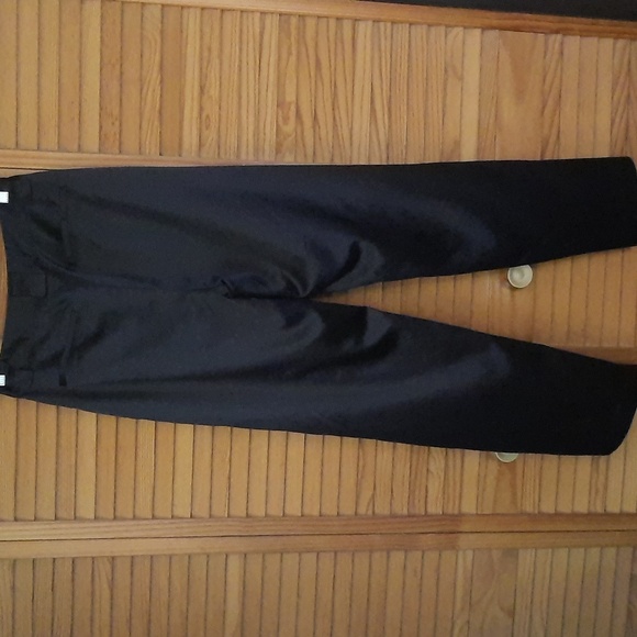 DKNY Black Satin Look Wide Pleat Slit Pockets Tuxedo Wide Leg Pants Size 4 - Picture 3 of 9